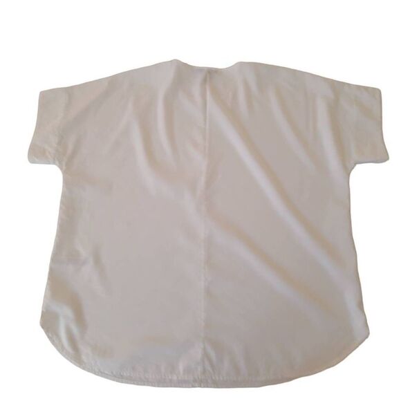 Eileen Fisher Womens White Tencel Short Sleeve Box Top Small - Picture 9 of 14